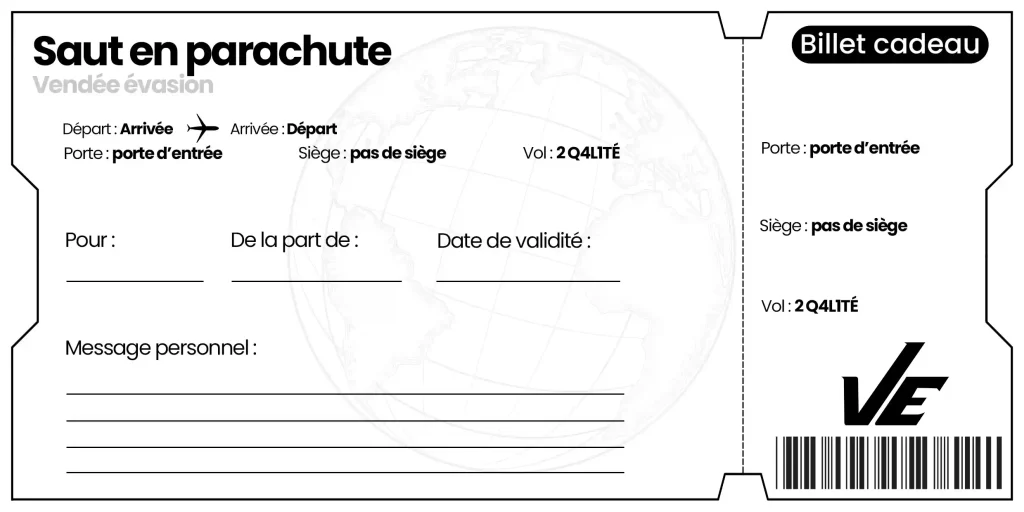Chèque cadeau pour faire du parachute